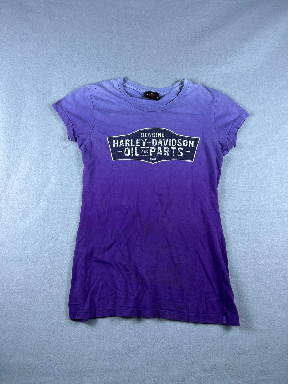 Vintage Harley Davidson Top Womens L Purple Ombre Graphic Motorcycle Biker Y2K